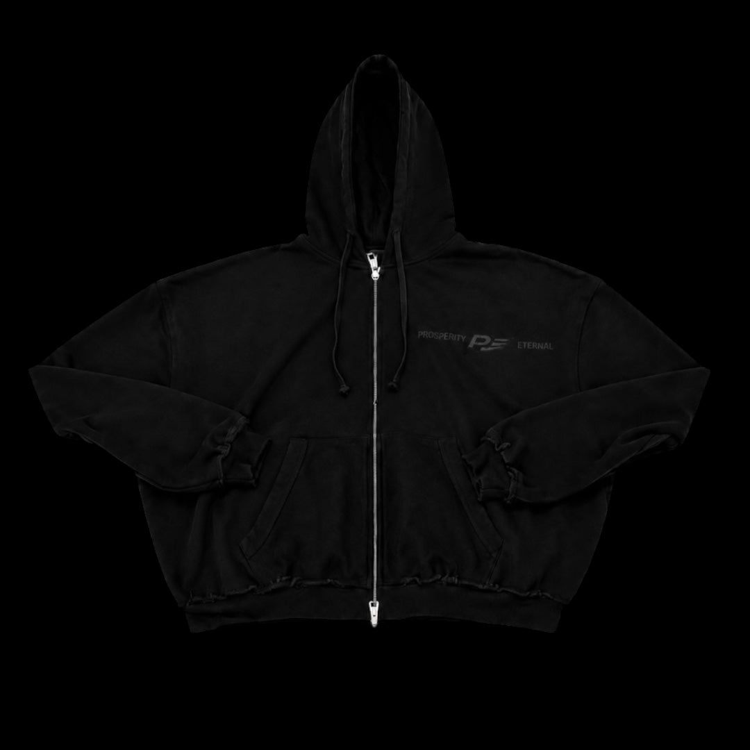 NOIR DISTRESSED INSIDE OUT HOODIE