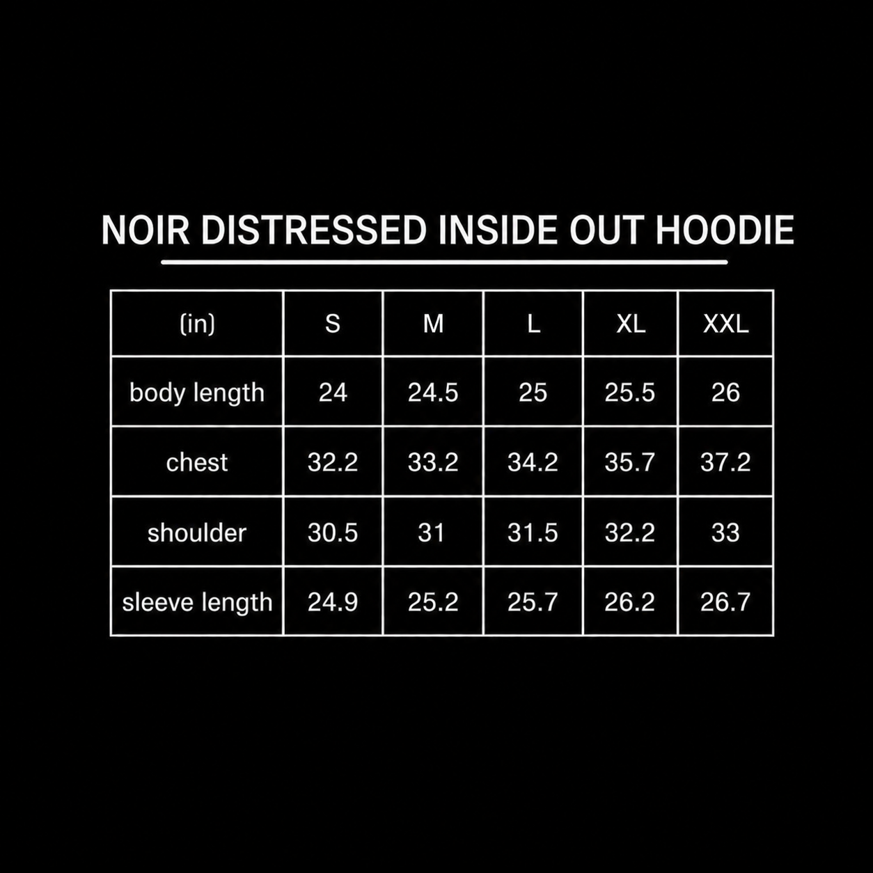 NOIR DISTRESSED INSIDE OUT HOODIE